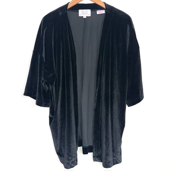 Panhandle Slim Black Velvet Open Front Kimono Cardigan Size L/XL - Picture 1 of 10